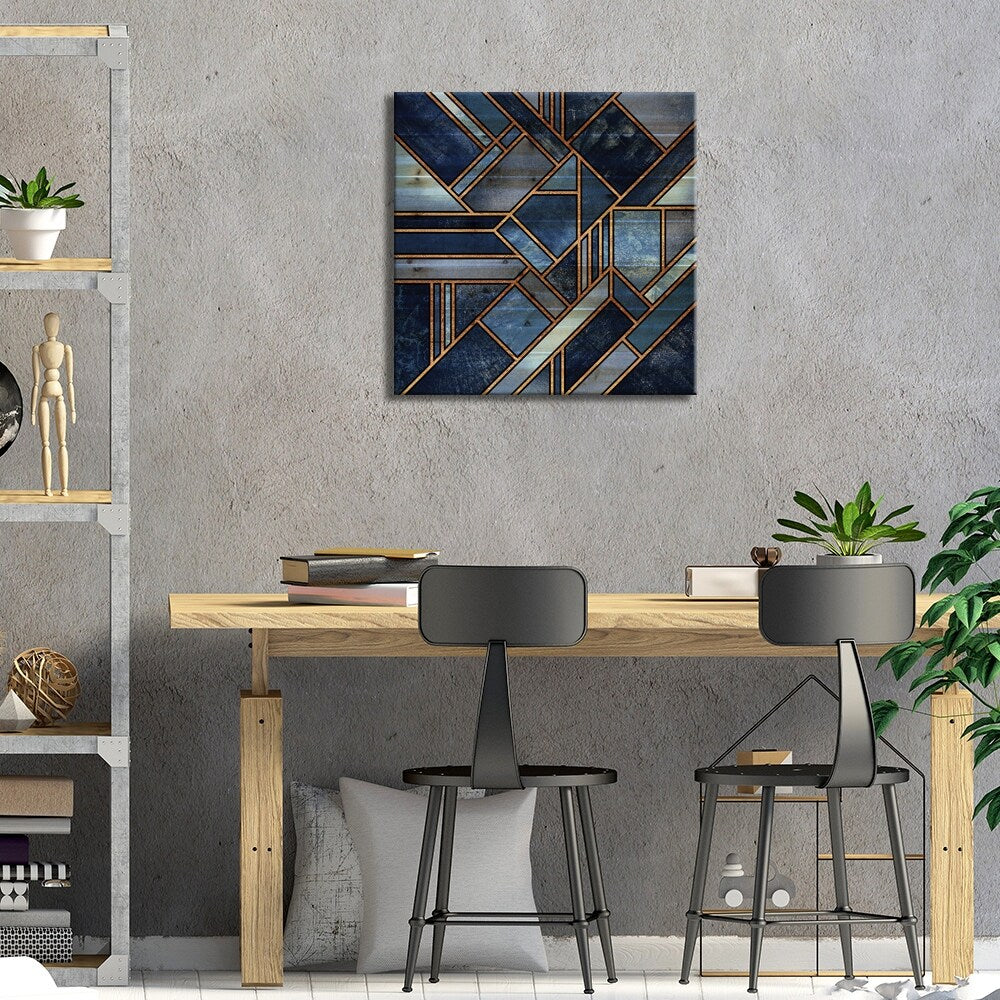 Blue City Print On Wood by Elisabeth Fredriksson - Multi-Color