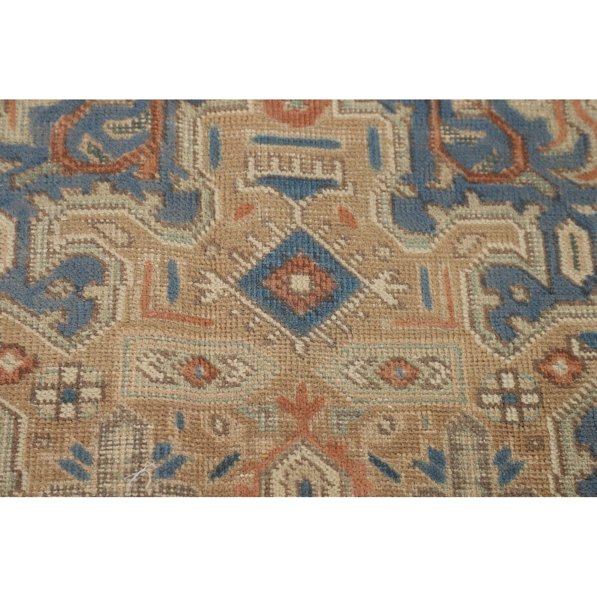 Blue Floral Tabriz Persian Vintage Area Rug Handmade Wool Carpet - 9'6" x 12'7"