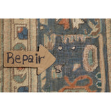 Blue Floral Tabriz Persian Vintage Area Rug Handmade Wool Carpet - 9'6" x 12'7"