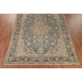 Blue Floral Tabriz Persian Vintage Area Rug Handmade Wool Carpet - 9'6" x 12'7"