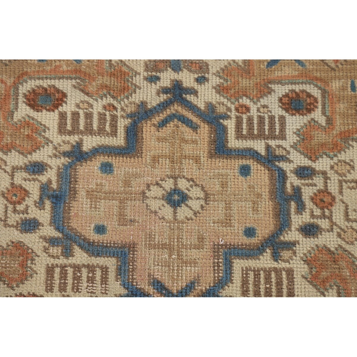 Blue Floral Tabriz Persian Vintage Area Rug Handmade Wool Carpet - 9'6" x 12'7"