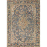 Blue Floral Tabriz Persian Vintage Area Rug Handmade Wool Carpet - 9'6" x 12'7"