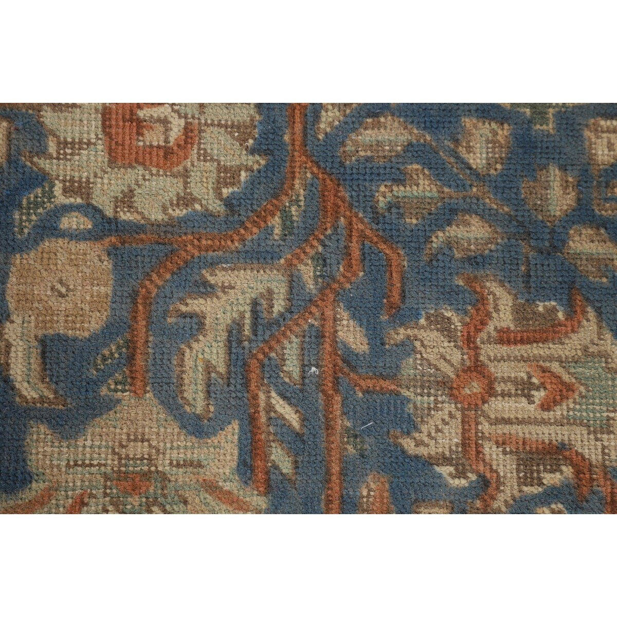 Blue Floral Tabriz Persian Vintage Area Rug Handmade Wool Carpet - 9'6" x 12'7"