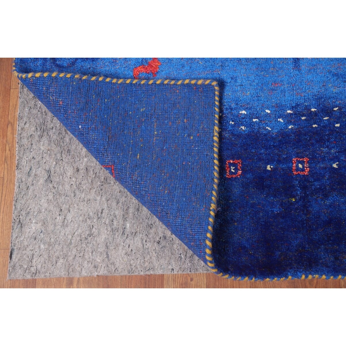 Blue Gabbeh Lori Oriental Area Rug Hand-knotted Tribal Silk Carpet - 8'3" x 9'10"