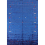 Blue Gabbeh Lori Oriental Area Rug Hand-knotted Tribal Silk Carpet - 8'3" x 9'10"