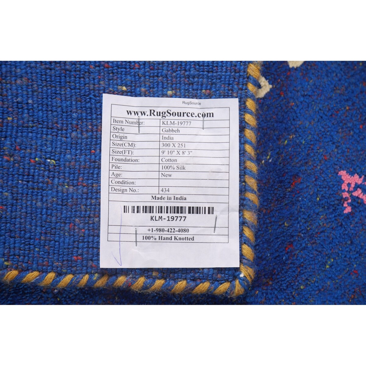 Blue Gabbeh Lori Oriental Area Rug Hand-knotted Tribal Silk Carpet - 8'3" x 9'10"