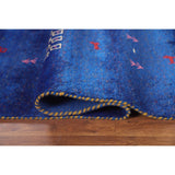 Blue Gabbeh Lori Oriental Area Rug Hand-knotted Tribal Silk Carpet - 8'3" x 9'10"