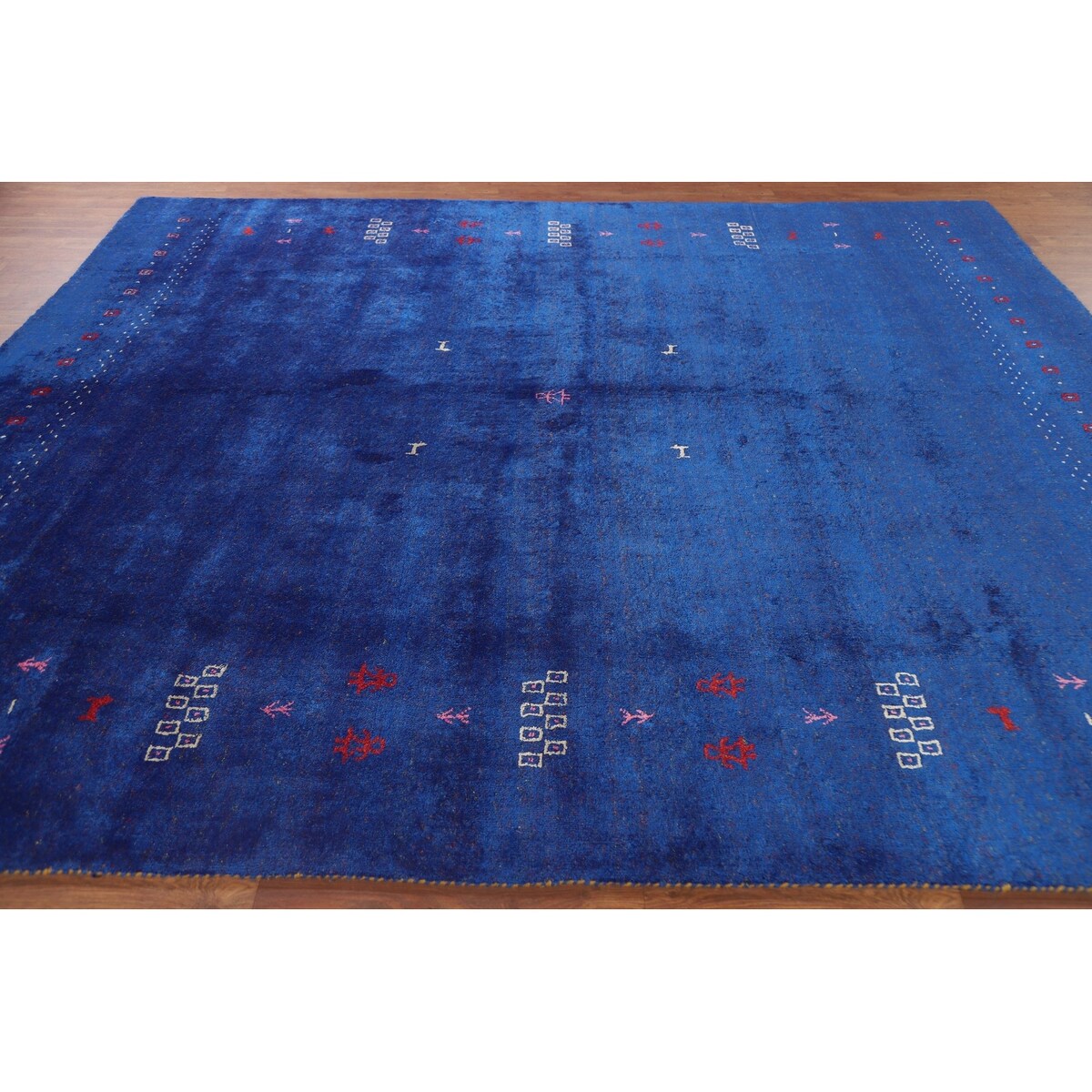 Blue Gabbeh Lori Oriental Area Rug Hand-knotted Tribal Silk Carpet - 8'3" x 9'10"