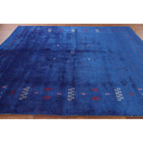 Blue Gabbeh Lori Oriental Area Rug Hand-knotted Tribal Silk Carpet - 8'3" x 9'10"