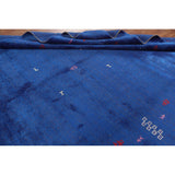 Blue Gabbeh Lori Oriental Area Rug Hand-knotted Tribal Silk Carpet - 8'3" x 9'10"