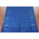 Blue Gabbeh Lori Oriental Area Rug Hand-knotted Tribal Silk Carpet - 8'3" x 9'10"