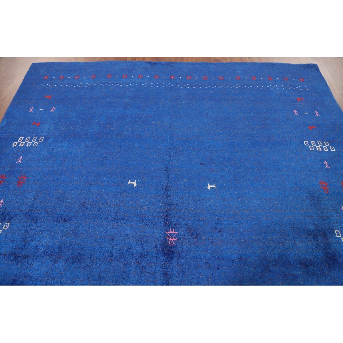 Blue Gabbeh Lori Oriental Area Rug Hand-knotted Tribal Silk Carpet - 8'3" x 9'10"