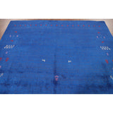 Blue Gabbeh Lori Oriental Area Rug Hand-knotted Tribal Silk Carpet - 8'3" x 9'10"