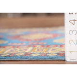 Blue Geometric Kazak Accent Rug Hand-Knotted Bedroom Wool Carpet - 2'7" x 4'0"