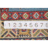 Blue Geometric Kazak Accent Rug Hand-Knotted Bedroom Wool Carpet - 2'7" x 4'0"