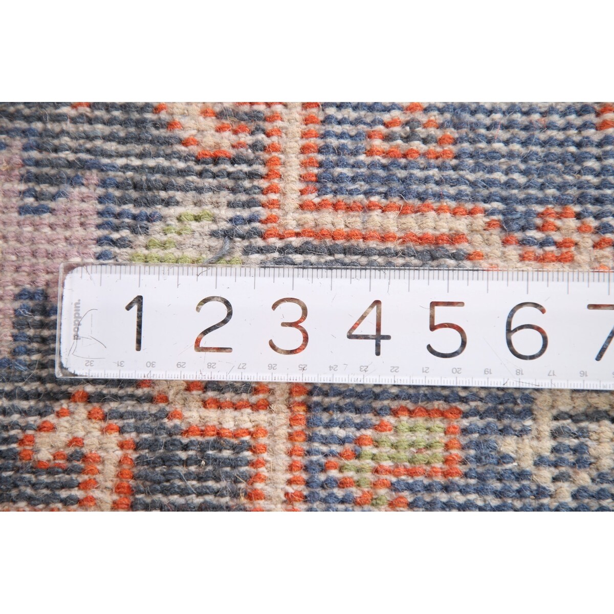 Blue Geometric Kazak Runner Rug Handmade Wool Carpet - 2'6"x 10'1"