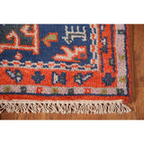 Blue Geometric Kazak Runner Rug Handmade Wool Carpet - 2'6"x 10'1"