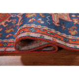 Blue Geometric Kazak Runner Rug Handmade Wool Carpet - 2'6"x 10'1"