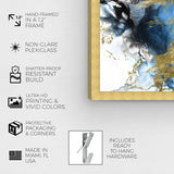Blue Gold Abstract Shapes Coastal Framed Art Print for Bedroom