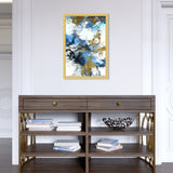 Blue Gold Abstract Shapes Coastal Framed Art Print for Bedroom