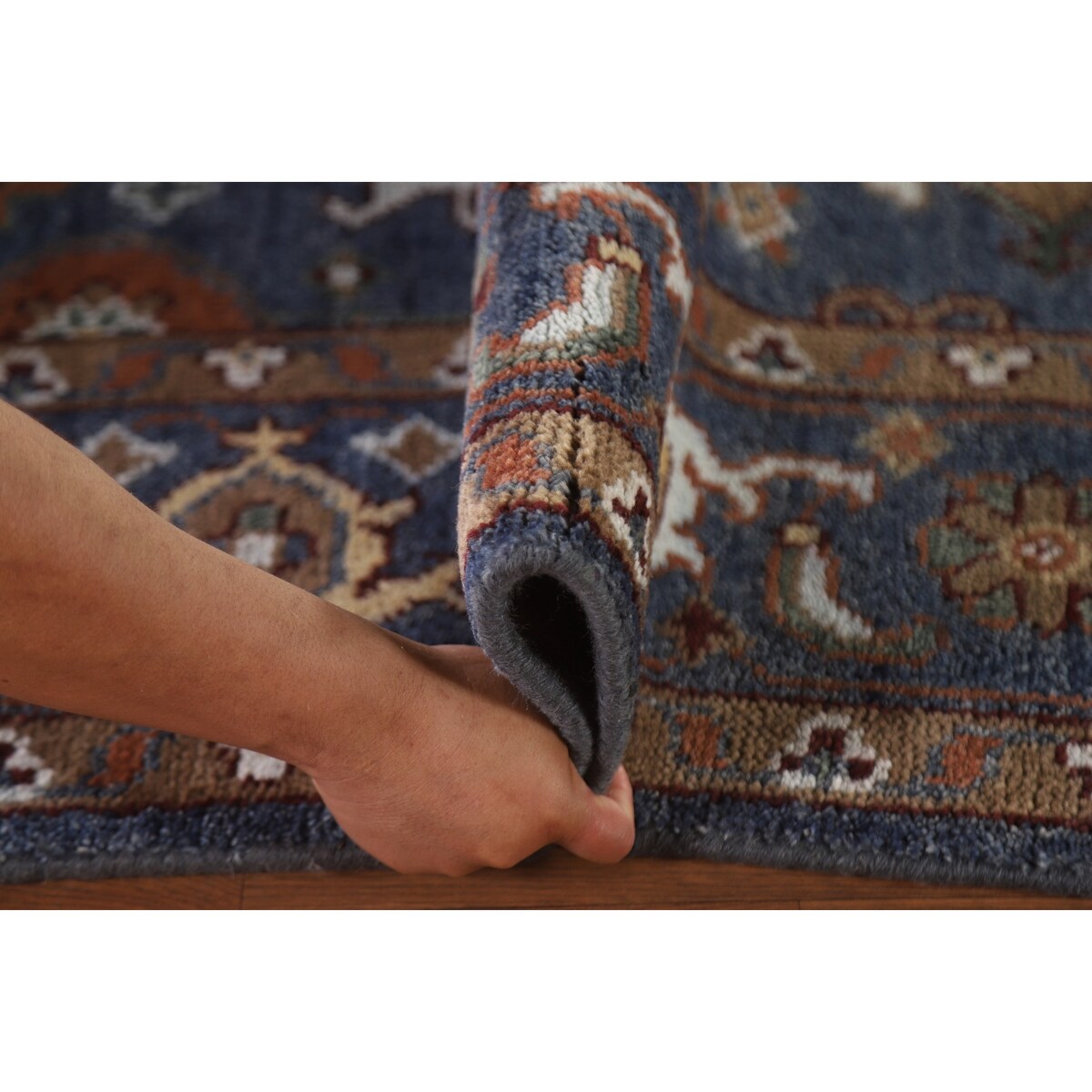Blue Heriz Serapi Area Rug Handmade Wool Carpet - 7'9"x 10'4"