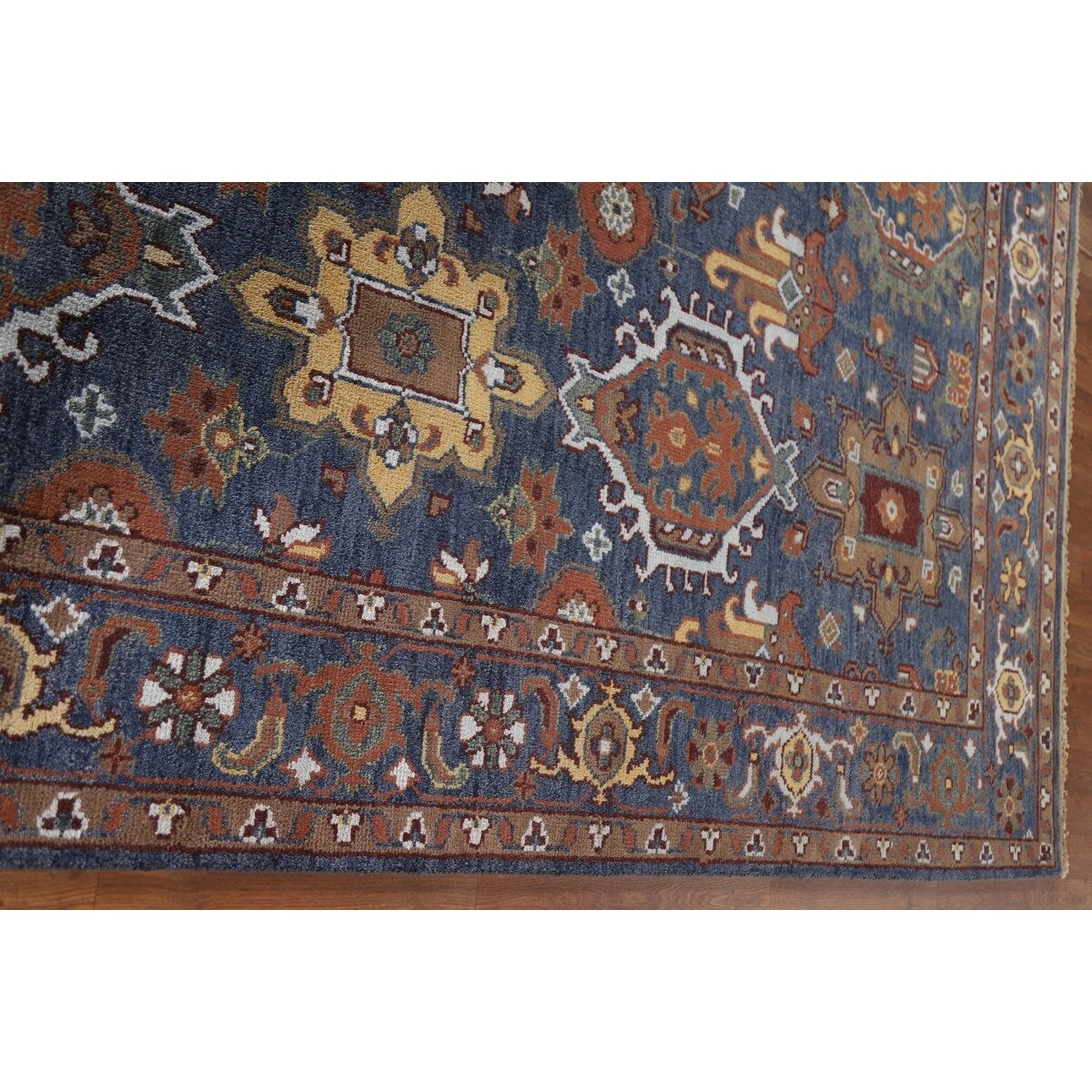 Blue Heriz Serapi Area Rug Handmade Wool Carpet - 7'9"x 10'4"