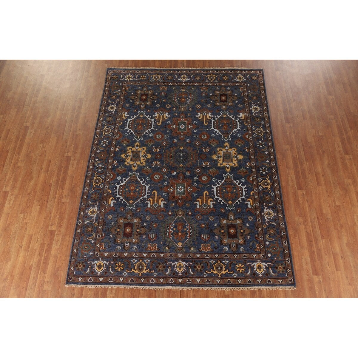 Blue Heriz Serapi Area Rug Handmade Wool Carpet - 7'9"x 10'4"