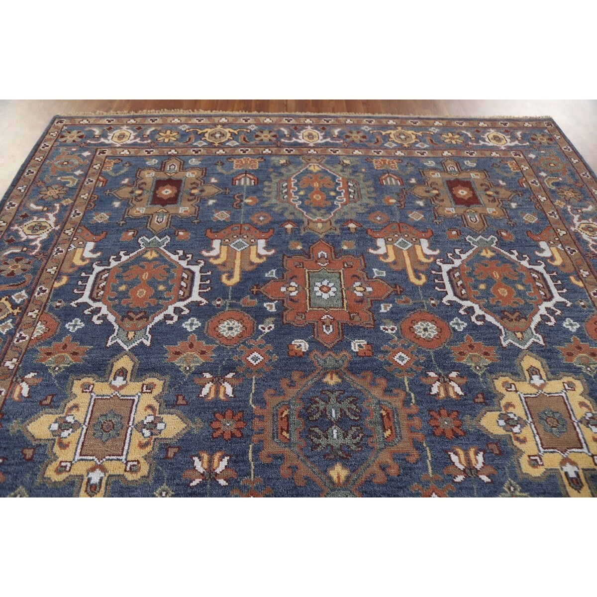 Blue Heriz Serapi Area Rug Handmade Wool Carpet - 7'9"x 10'4"