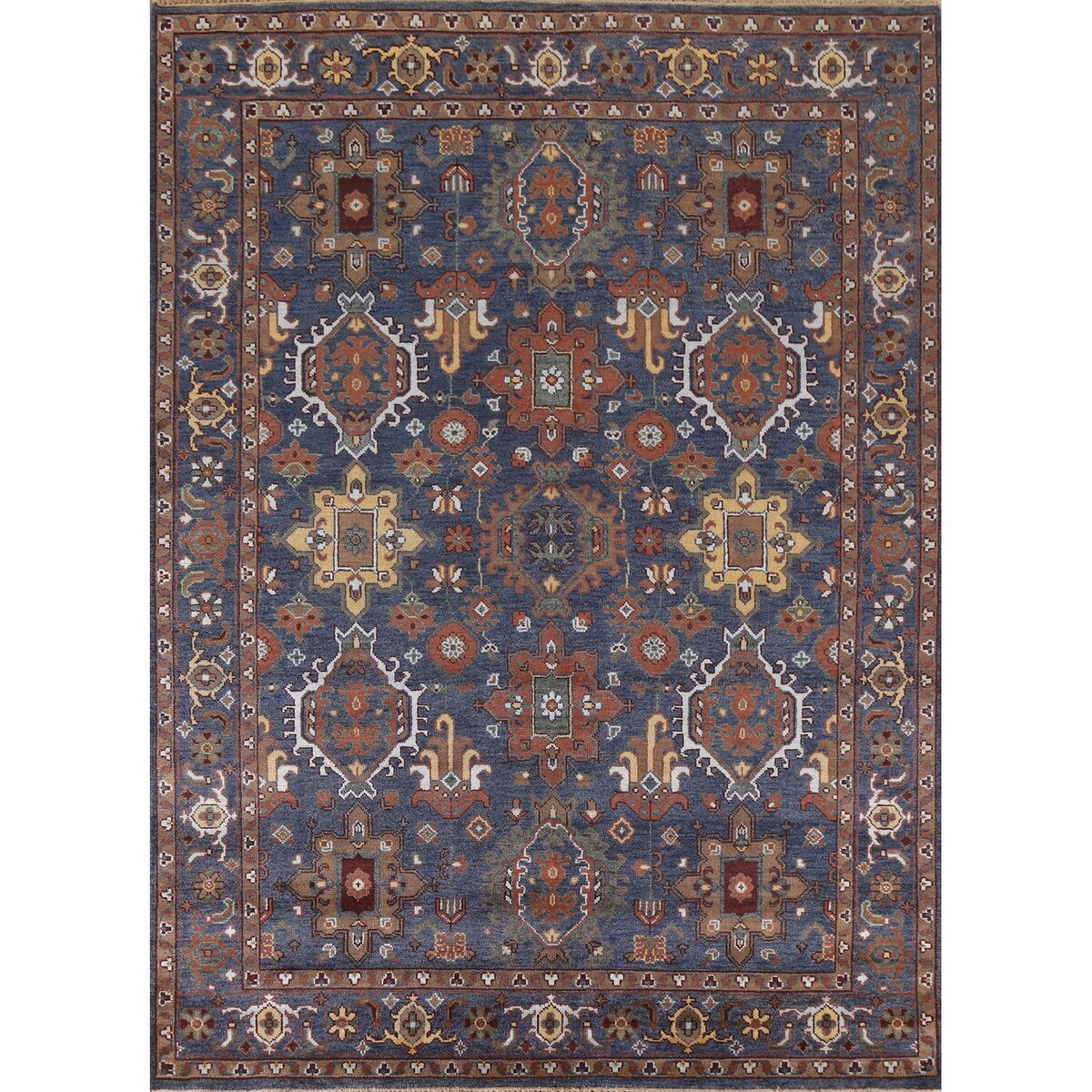 Blue Heriz Serapi Area Rug Handmade Wool Carpet - 7'9"x 10'4"