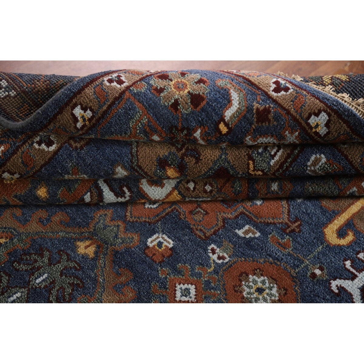 Blue Heriz Serapi Area Rug Handmade Wool Carpet - 7'9"x 10'4"