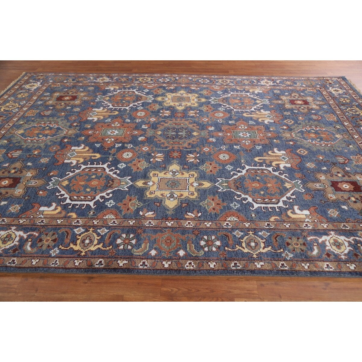Blue Heriz Serapi Area Rug Handmade Wool Carpet - 7'9"x 10'4"