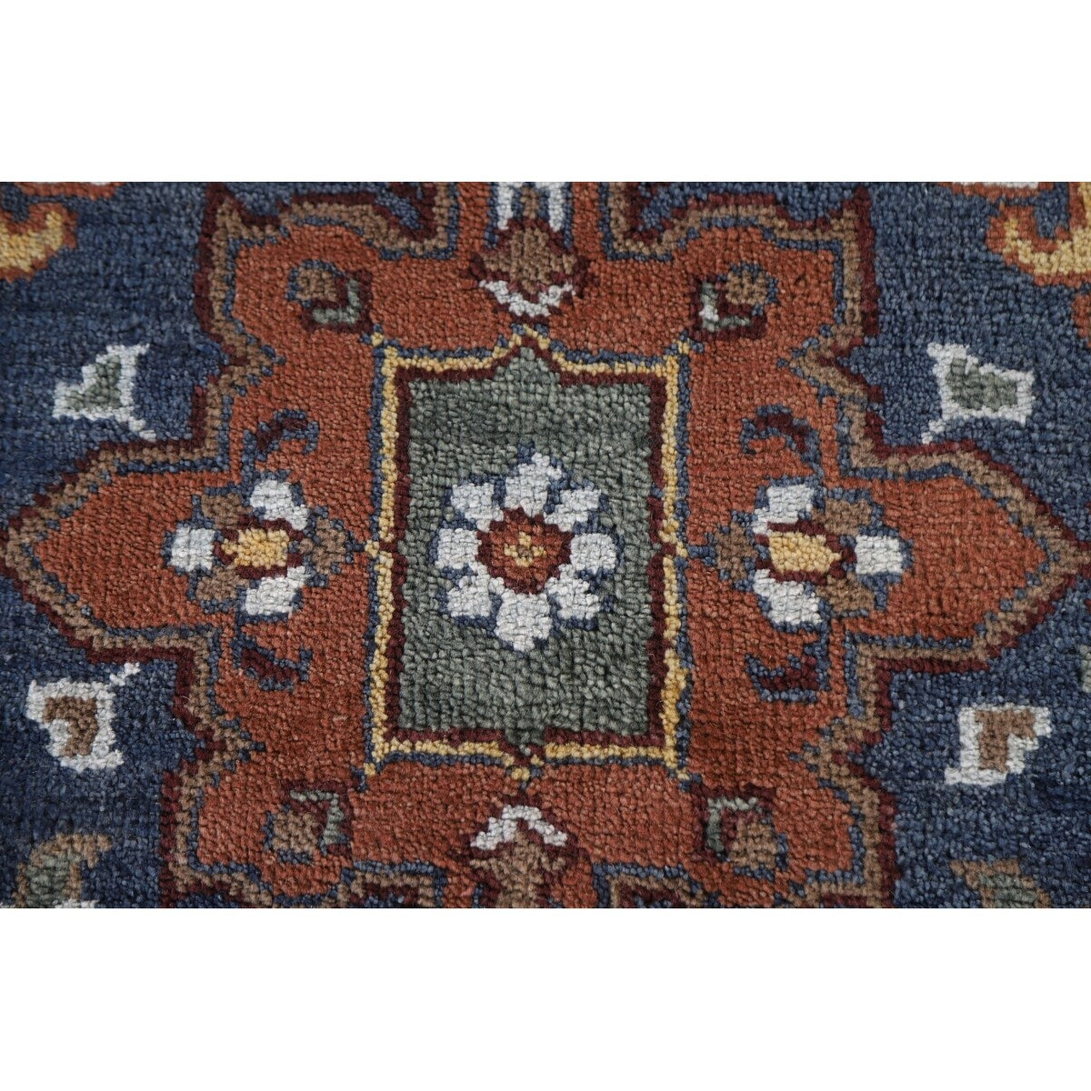 Blue Heriz Serapi Area Rug Handmade Wool Carpet - 7'9"x 10'4"