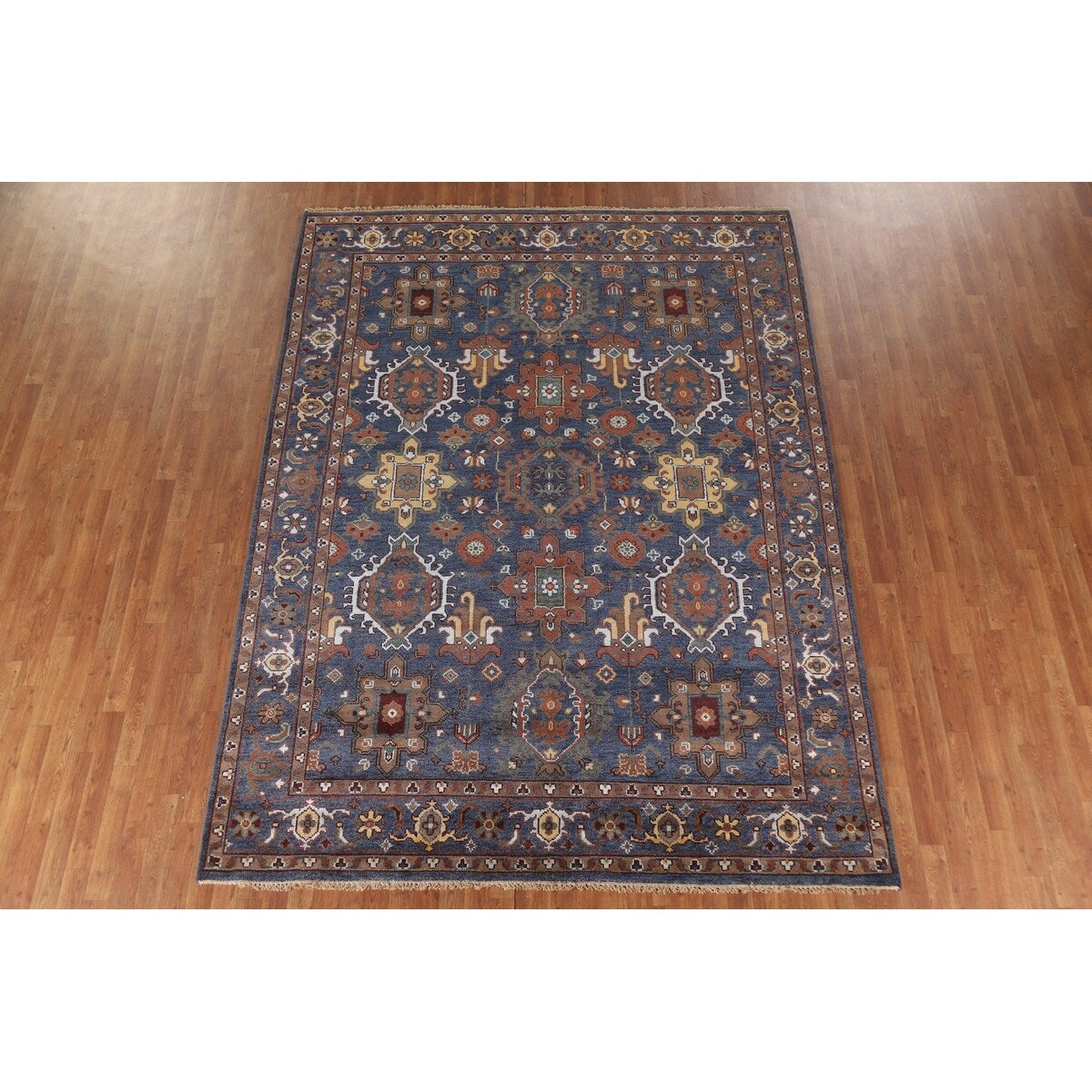 Blue Heriz Serapi Area Rug Handmade Wool Carpet - 7'9"x 10'4"