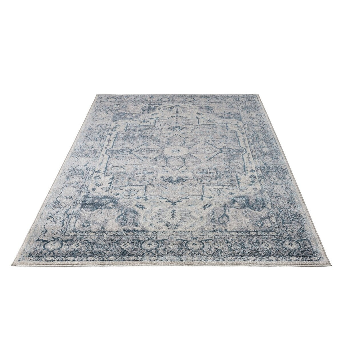 Blue Ivory Traditional Persian Area Rug Tapis Living Room