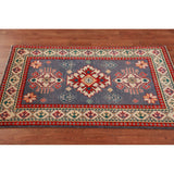 Blue Kazak Foyer Rug Oriental Traditional Handmade Wool Carpet - 2'8"x 4'1"