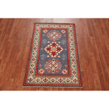 Blue Kazak Foyer Rug Oriental Traditional Handmade Wool Carpet - 2'8"x 4'1"