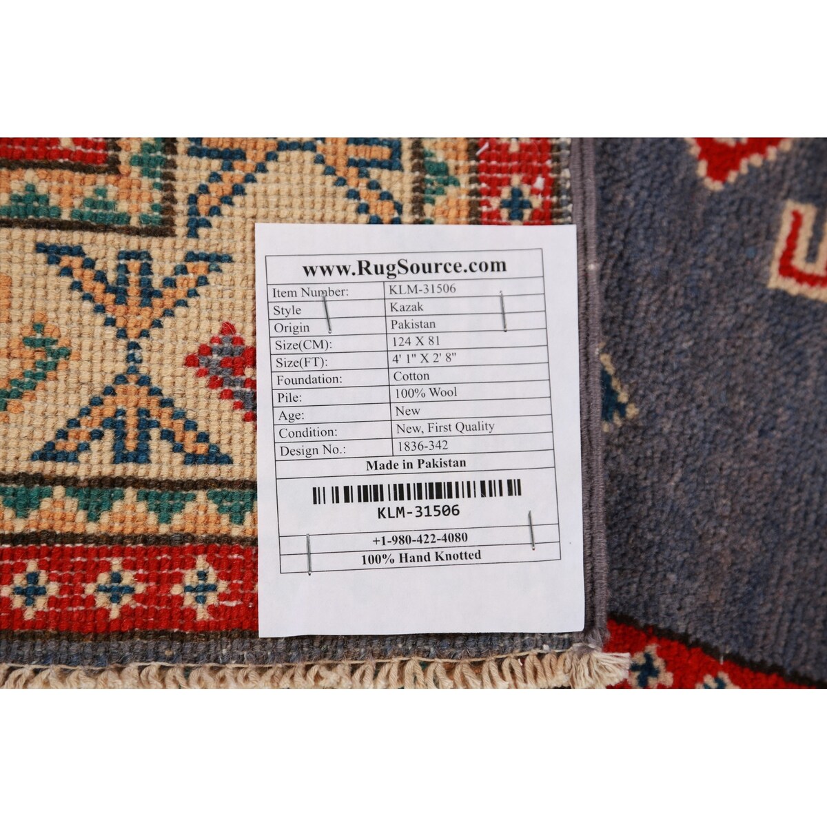 Blue Kazak Foyer Rug Oriental Traditional Handmade Wool Carpet - 2'8"x 4'1"