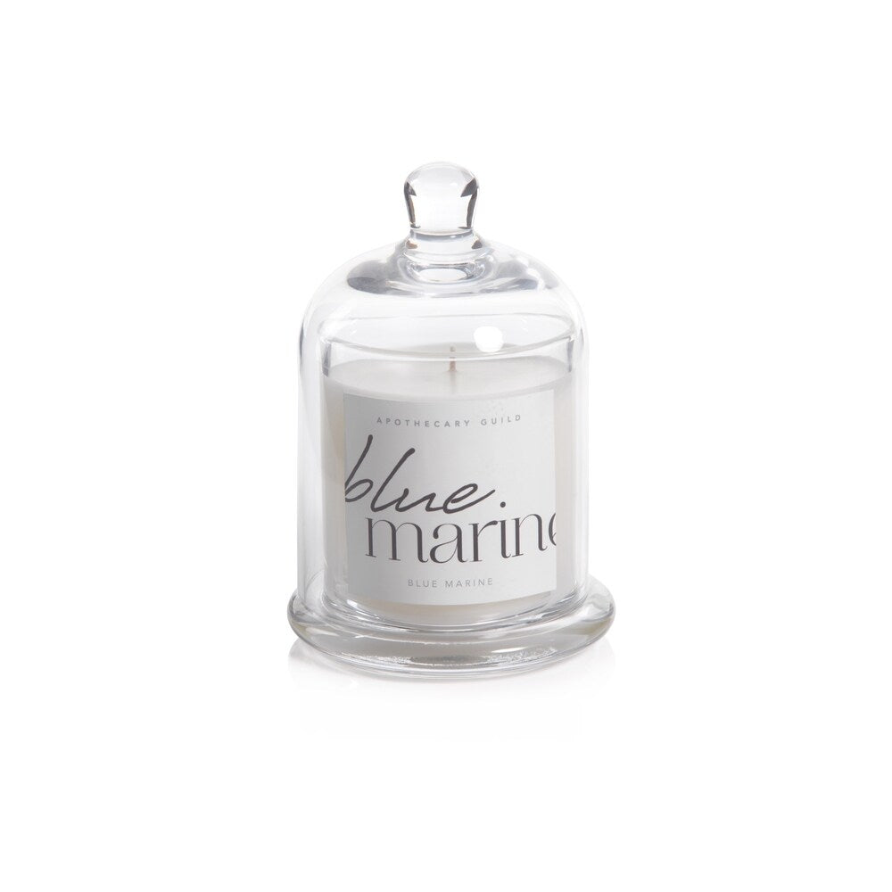 Blue Marine Scented Candle Jar with Glass Dome