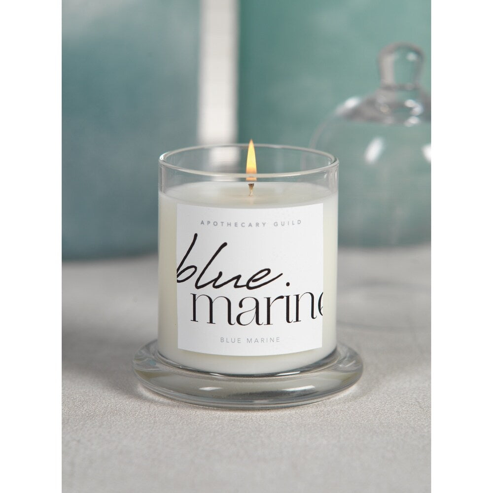 Blue Marine Scented Candle Jar with Glass Dome