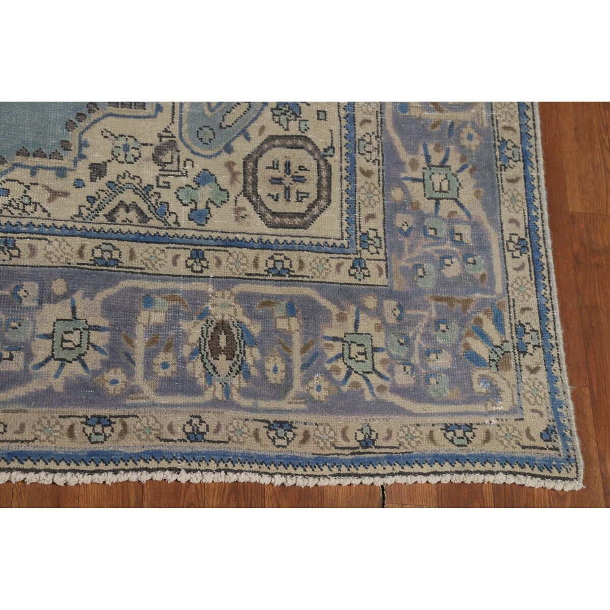 Blue Medallion Tabriz Persian Rug Hand-Knotted Geometric Wool Carpet - 6'6"x 9'10"