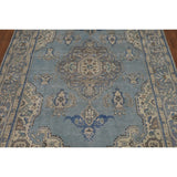 Blue Medallion Tabriz Persian Rug Hand-Knotted Geometric Wool Carpet - 6'6"x 9'10"