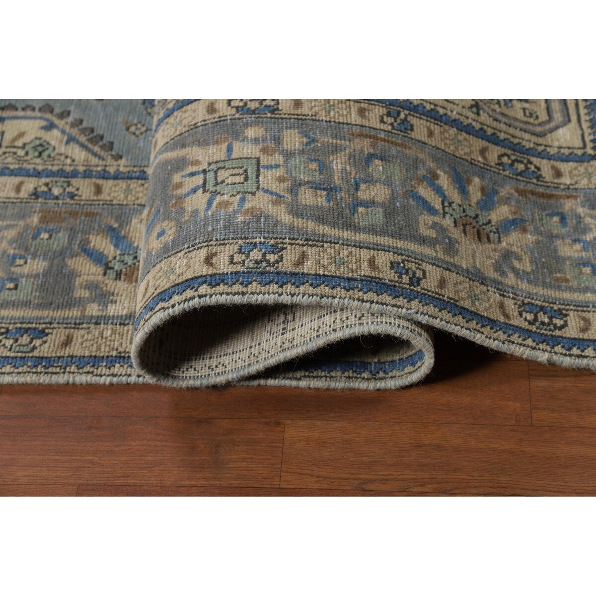 Blue Medallion Tabriz Persian Rug Hand-Knotted Geometric Wool Carpet - 6'6"x 9'10"