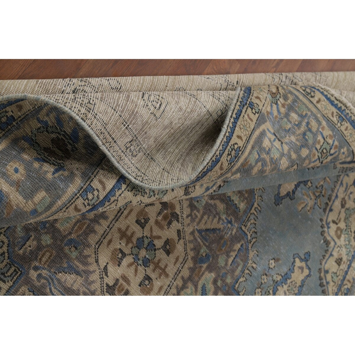 Blue Medallion Tabriz Persian Rug Hand-Knotted Geometric Wool Carpet - 6'6"x 9'10"
