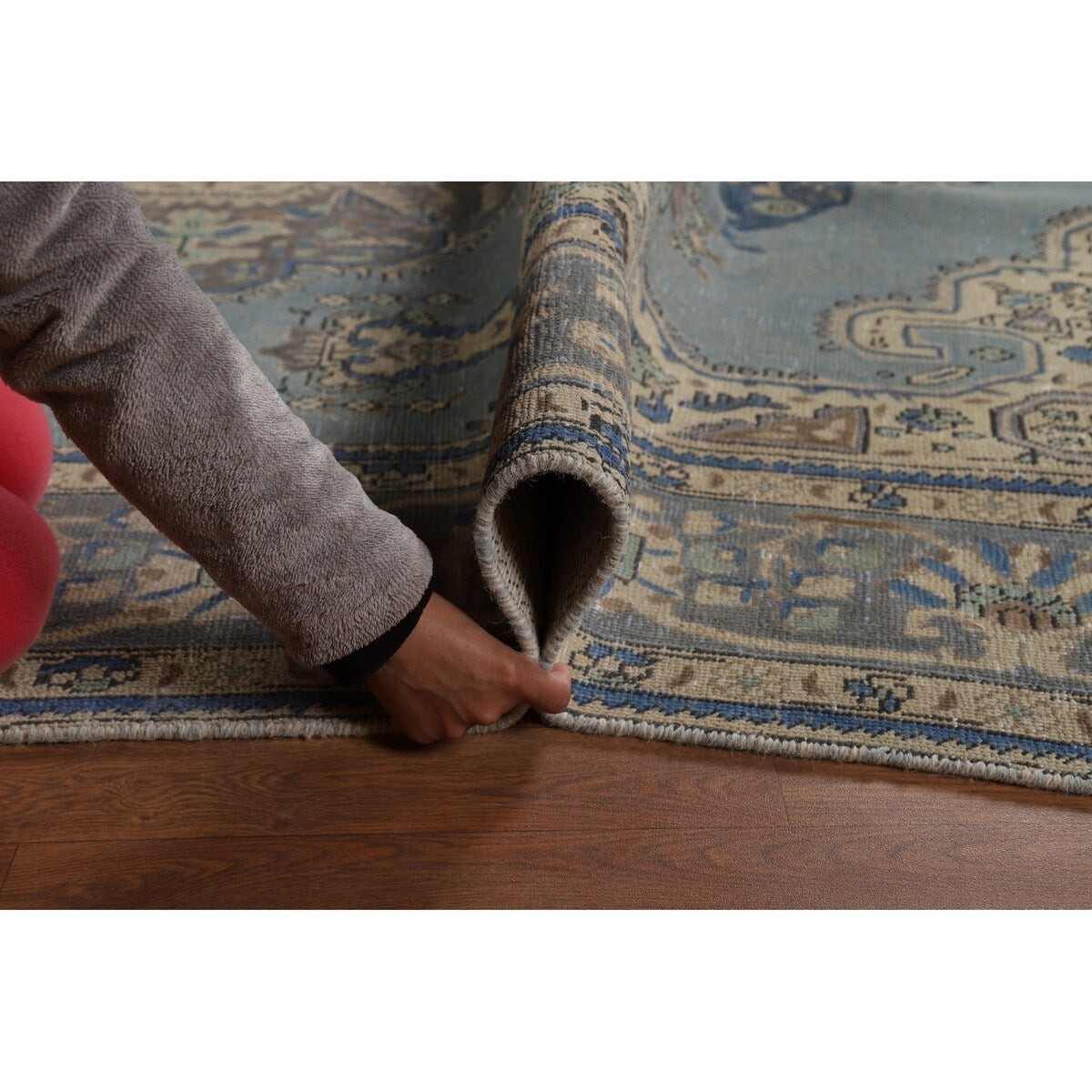 Blue Medallion Tabriz Persian Rug Hand-Knotted Geometric Wool Carpet - 6'6"x 9'10"