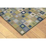 Blue Multicolored Boxes Geometric Indoor Rug (42' x 66')