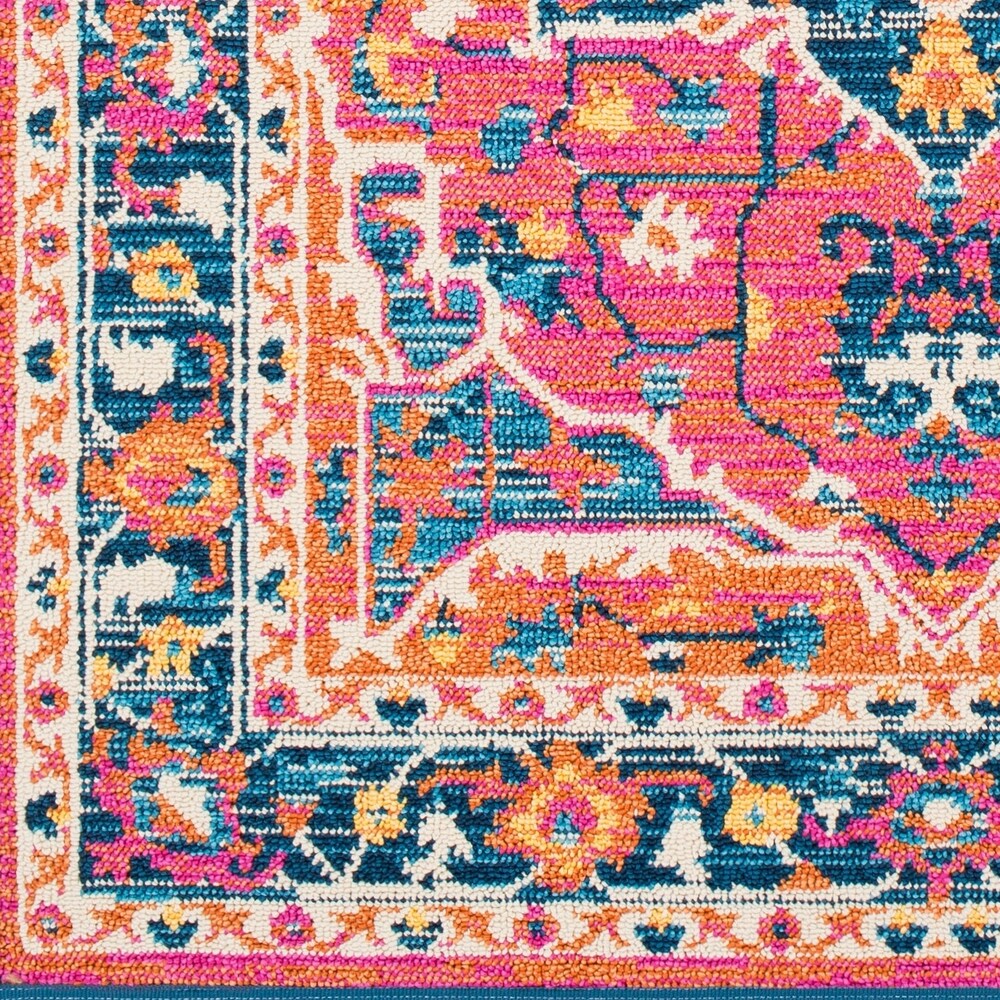 Blue/Orange Boho Medallion Tassel Area Rug - 2'7" x 10' Runner