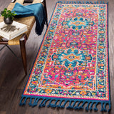 Blue/Orange Boho Medallion Tassel Area Rug - 2'7" x 10' Runner
