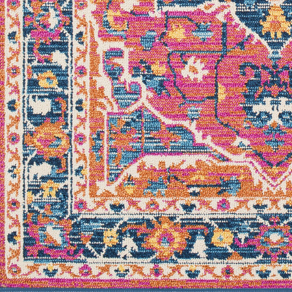 Blue/Orange Boho Medallion Tassel Area Rug - 2'7" x 10' Runner