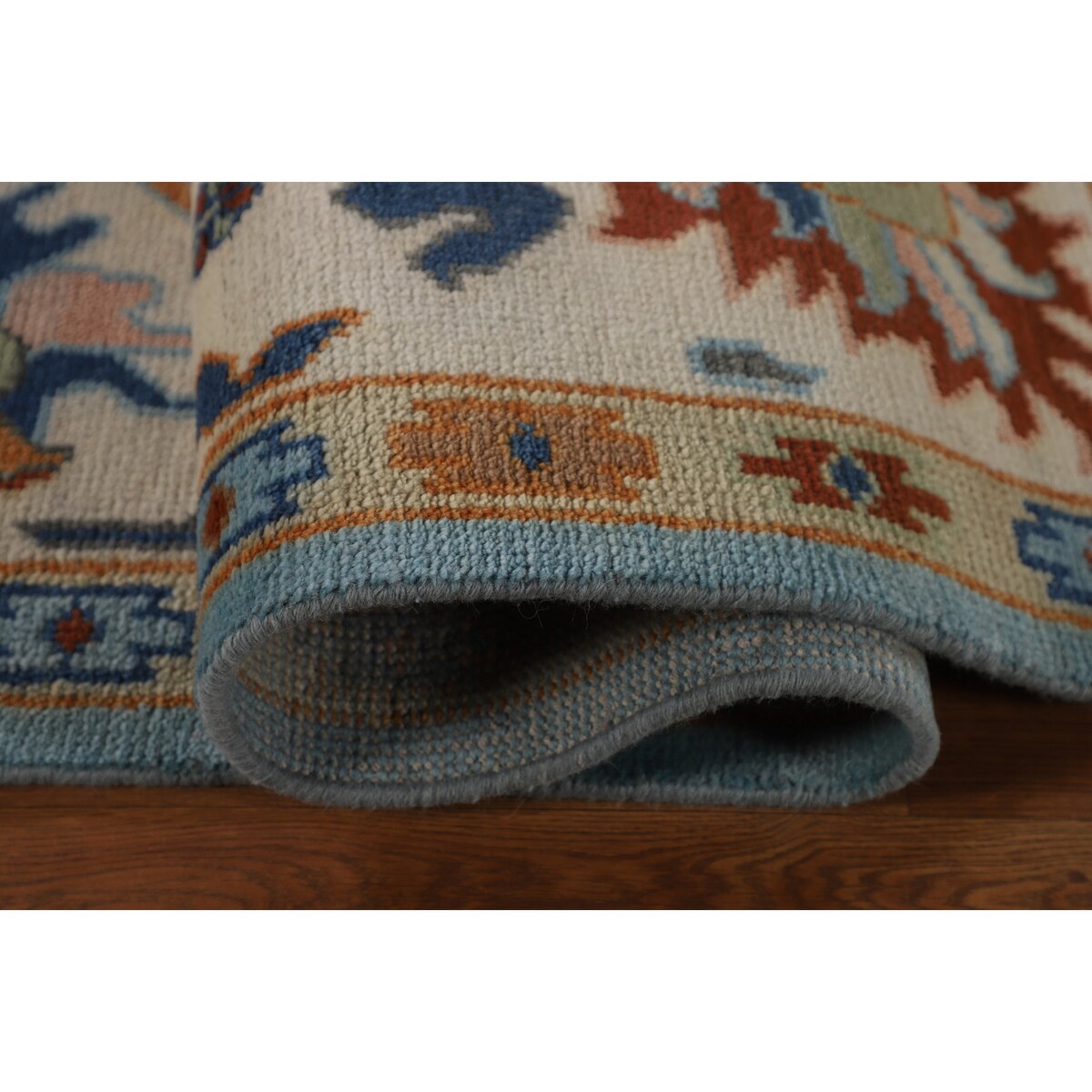 Blue Oushak Indian Area Rug Handmade Wool Carpet - 7'10"x 10'0"
