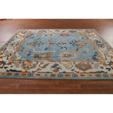 Blue Oushak Indian Area Rug Handmade Wool Carpet - 7'10"x 10'0"